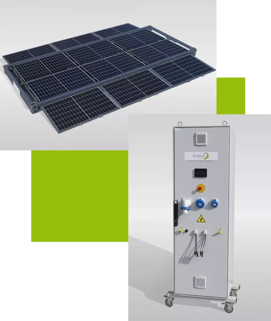 Cadre solaire Frame-Watt® et armoire Solar Hybrid Box® de conversion et de stockage d'énergie